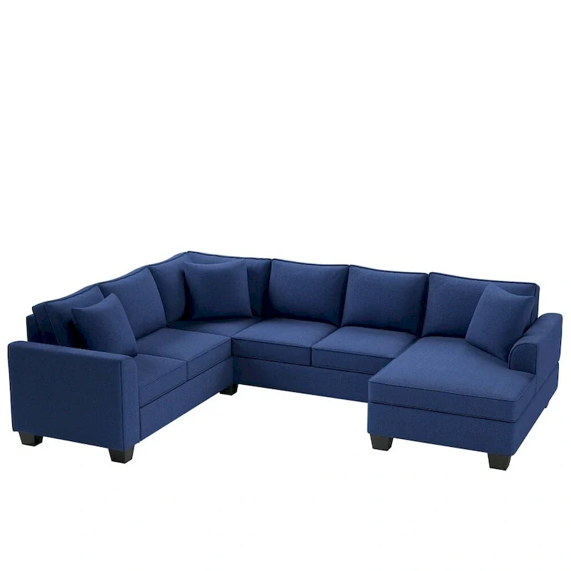 110*86 Sectional Sofa Upholstered Modern English Arm Classic U-shaped Sofa 3 Pillows Included