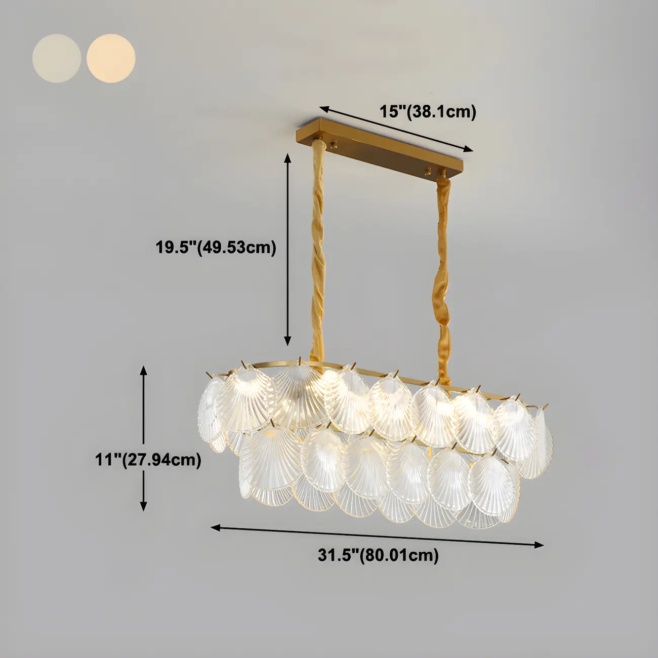 Modern Gold Glass Island Chandelier with 8 Lights