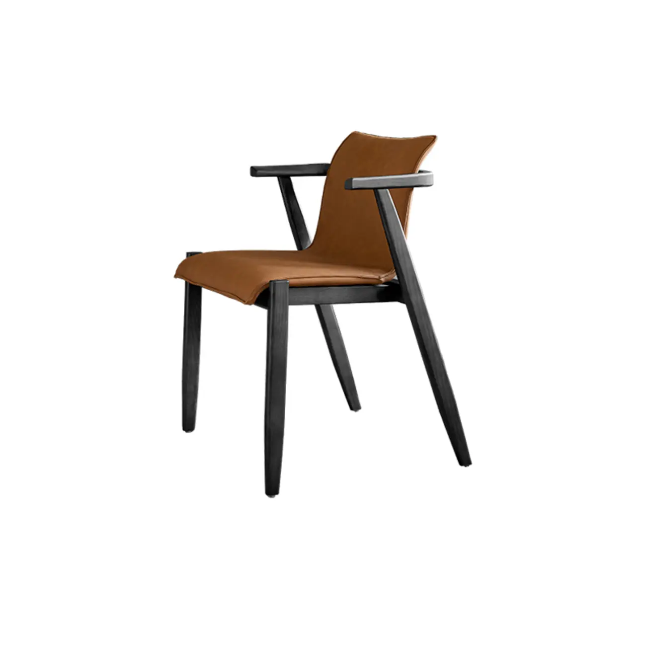 Oak wood Faux Leather Mid-Century Arm Chair