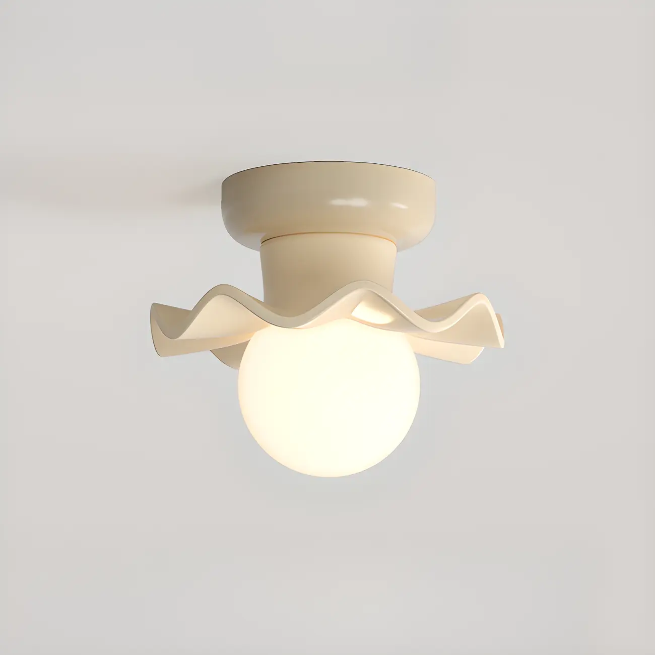 Modern 5 Inch Cream Semi Flush Ceiling Light for Hallway