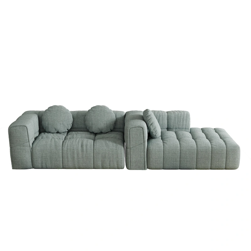 103  Chenille L-Shaped Sectional Sofa with Left Recliner, 3 Pillows and Modular Design