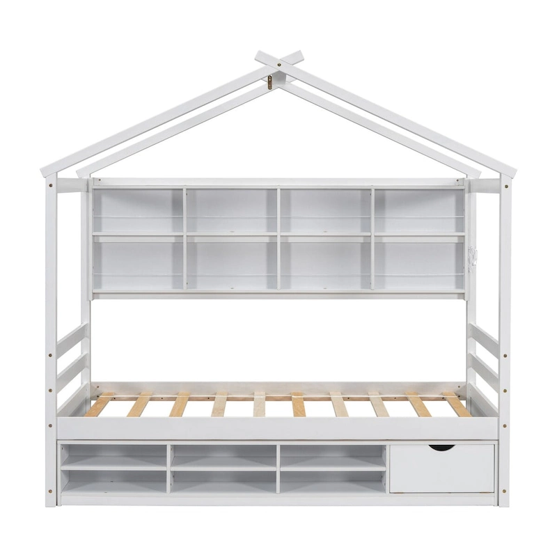 QQ Twin House Bed with Roof Frame