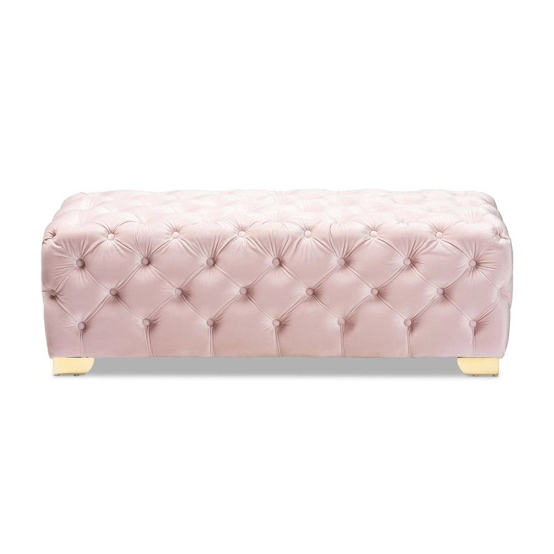 Gracewood Hollow Solanki Velvet Fabric Ottoman Bench