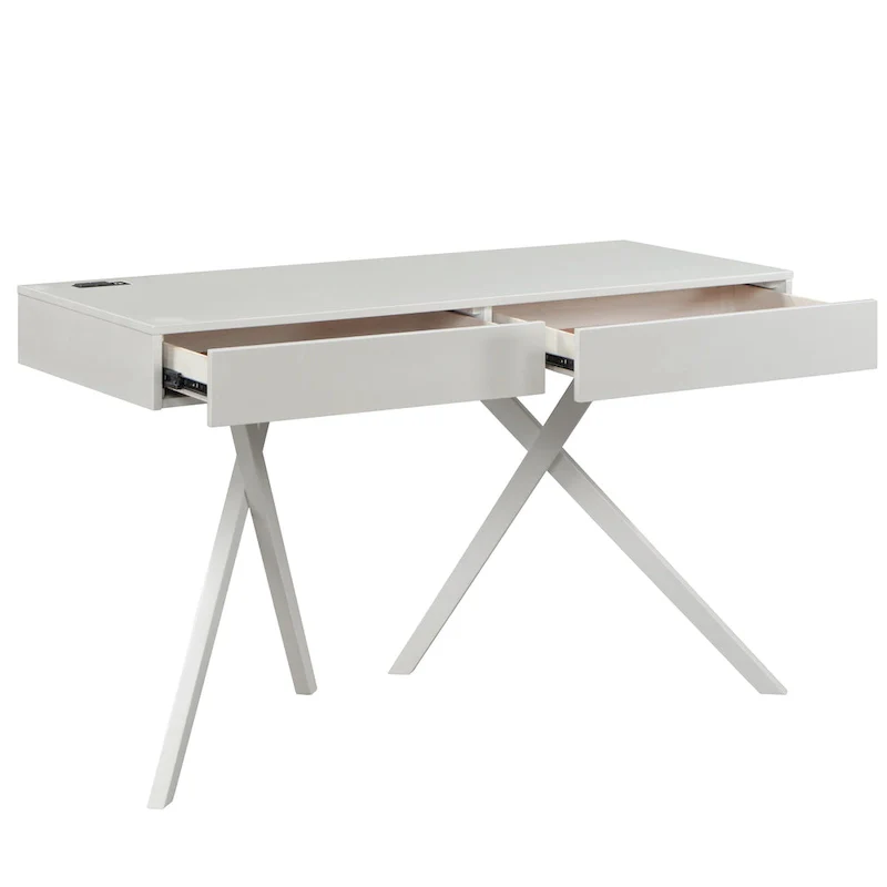 Foli Transitional 47-inch Wood 2-Drawer Desk with USBs and Power Outlets by Furniture of America