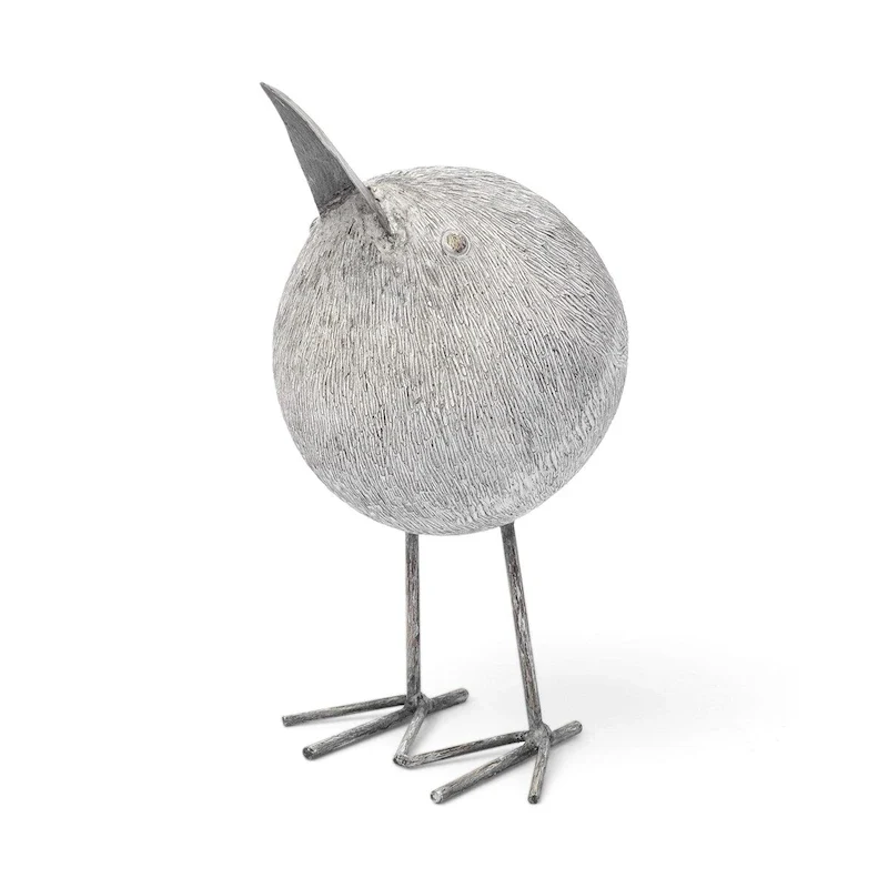 HomeRoots 8  Off White Resin And Metal Snipe Bird Tabletop Sculpture - 6  W x 6  D x 8  H