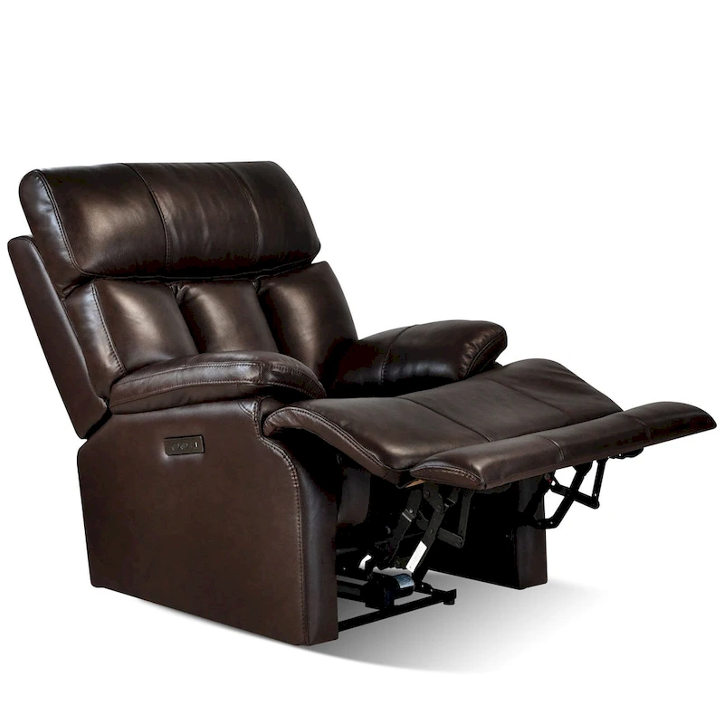 Top Grain Leather Power Recliner Chair Adjustable Headrest Extendable Footrest Zero Gravity Recliner