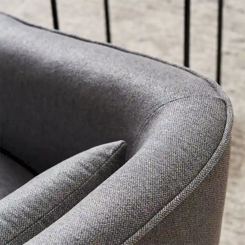 Swivel Barrel Chair with Ottoman and Black Metal Base