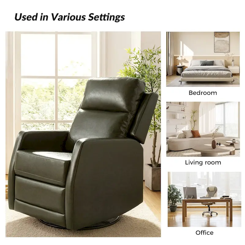 Esteban Modern Faux Leather Manual Rocking Swivel Recliner with Wingback