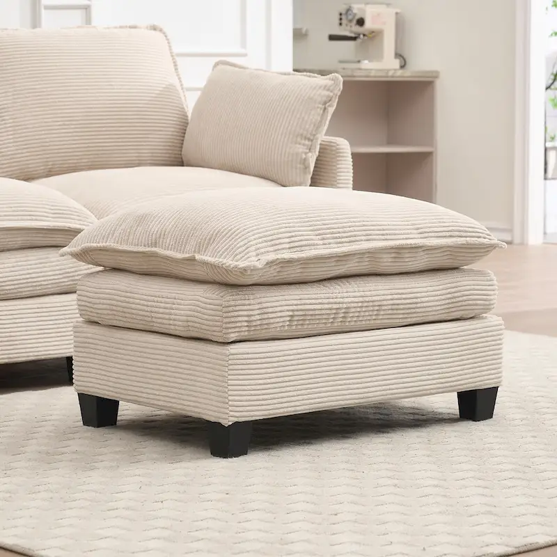 102 Velvet U-Shaped Sectional Sofa with Ottoman & Lumbar Pillows