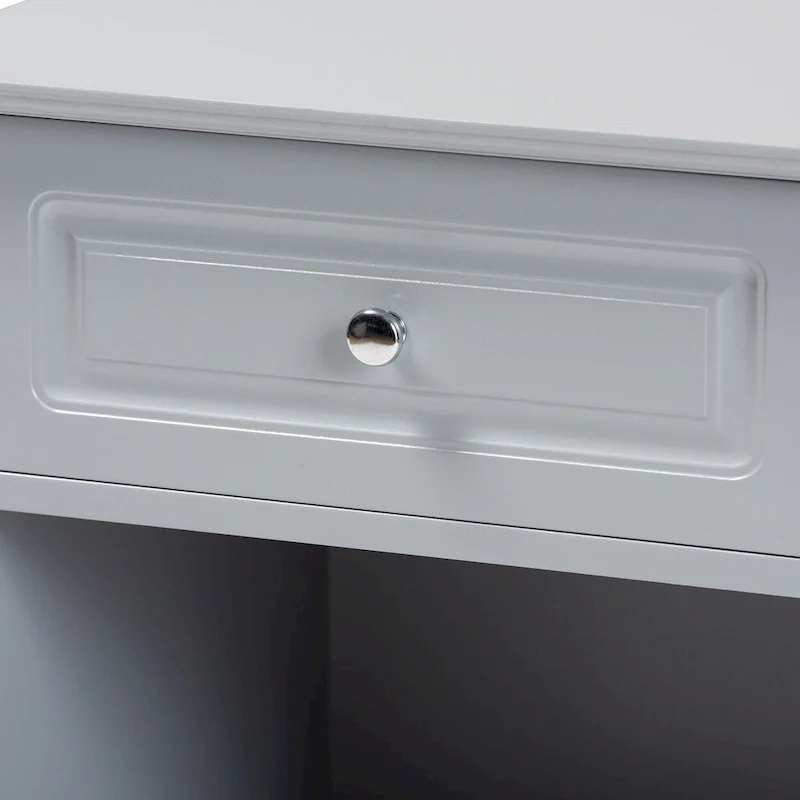 1-Drawer End Table with Open Shelf – Black / Off-White / Grey, MDF, Single