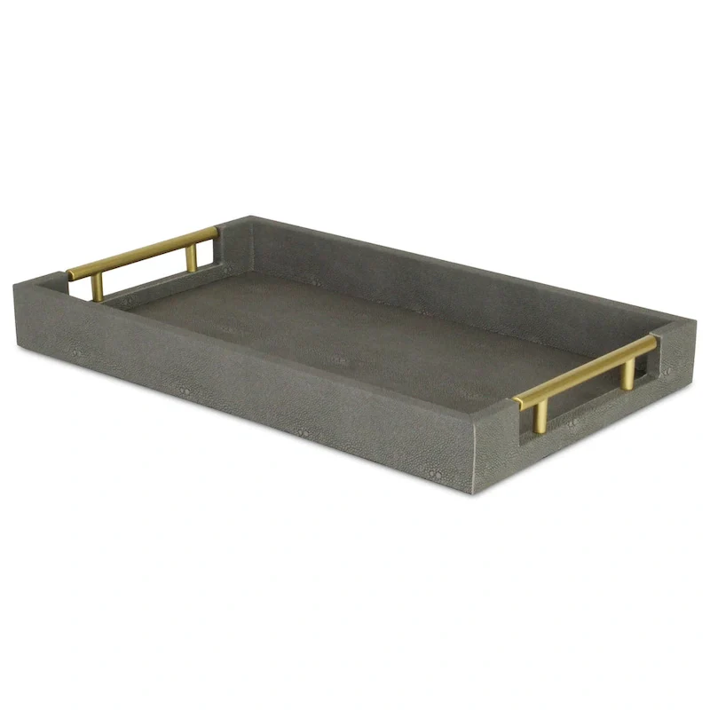 Lusan Faux Shagreen Tray with Handles