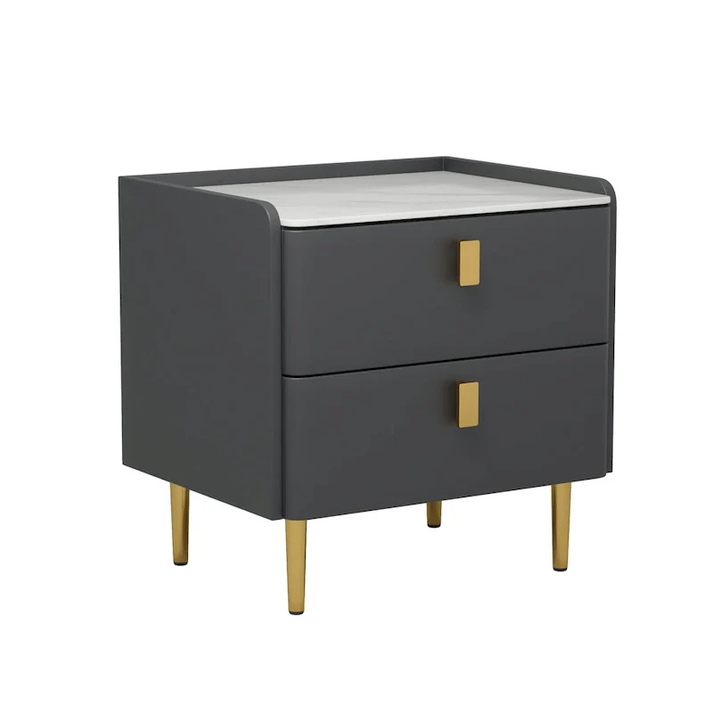 Modern Luxury 2-drawer Faux Leather Bedroom Nightstand