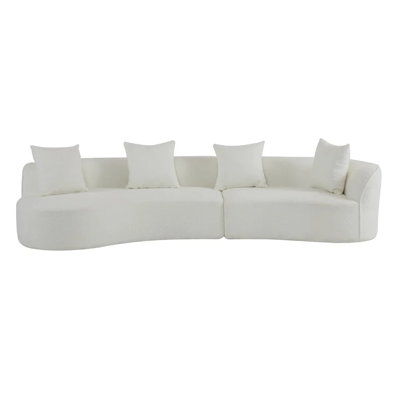 Beige Curved Sectional Sofa - 5 Seater