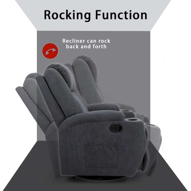 Homall Massage Recliner Chair Swivel Fabric Living Room Sofa