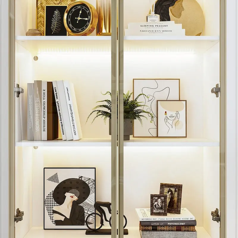 Sleek Tall Modular Display Cabinet with LED Lighting