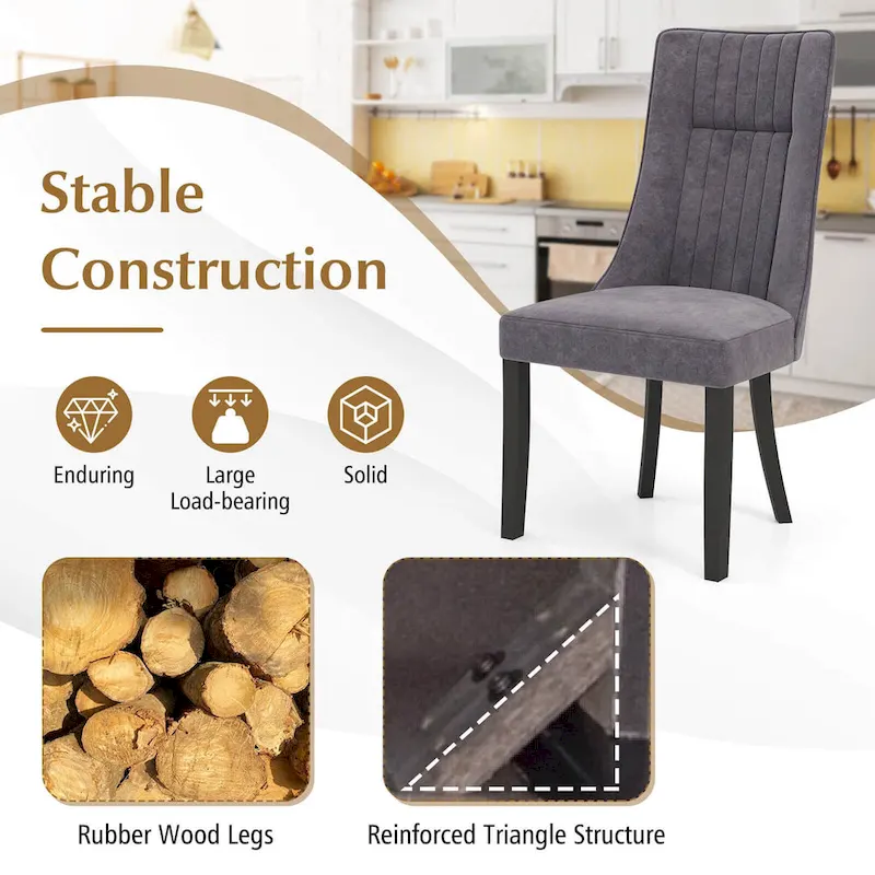 Costway Channel Tufted Dining Chairs Set of 2/4 with High Backrest