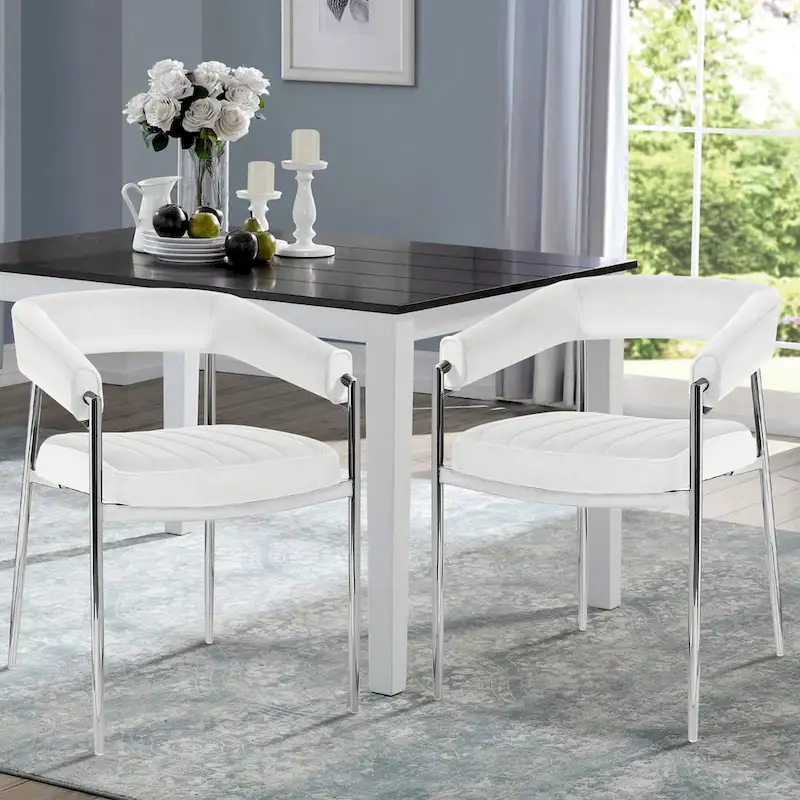 Velvet Dining Chair Arm Chair with Chrome Metal Legs