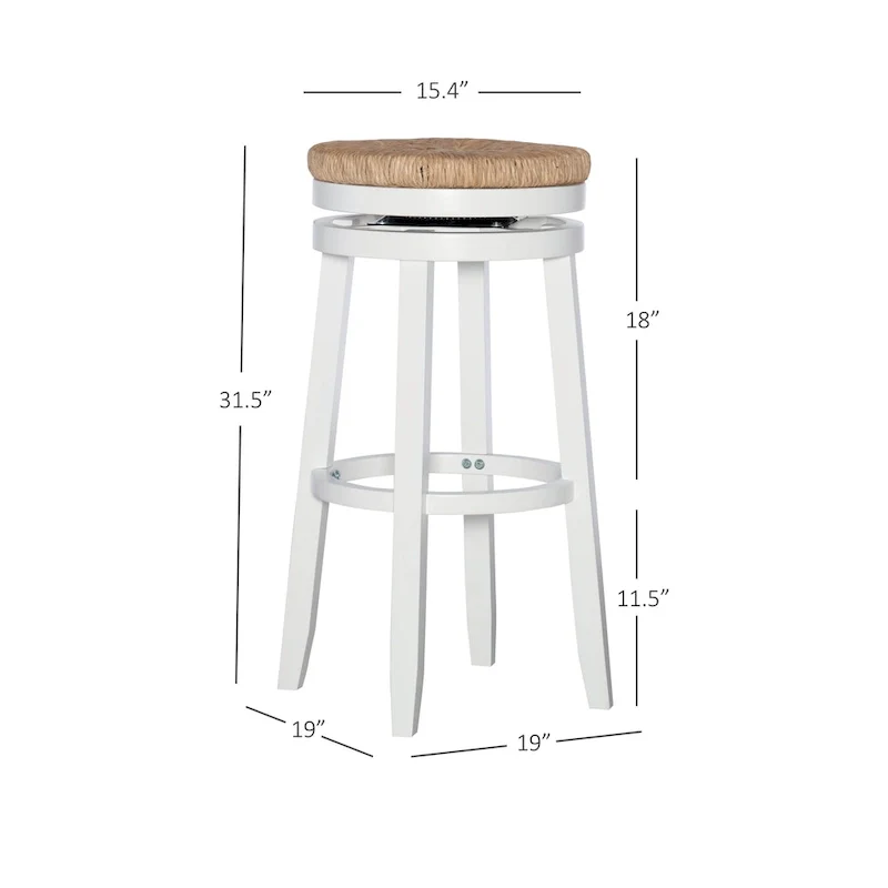 Maya Backless 31-Inch 360-Degree Swivel Bar Stool with Seagrass Seat
