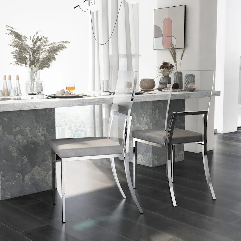 Brusartsi Modern Clear Acrylic Dining Chairs (Set of 2)