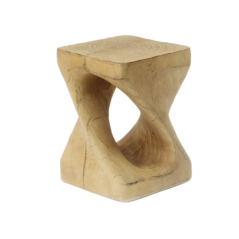 MGO Twist Shape Side Table, Wood-like Texture