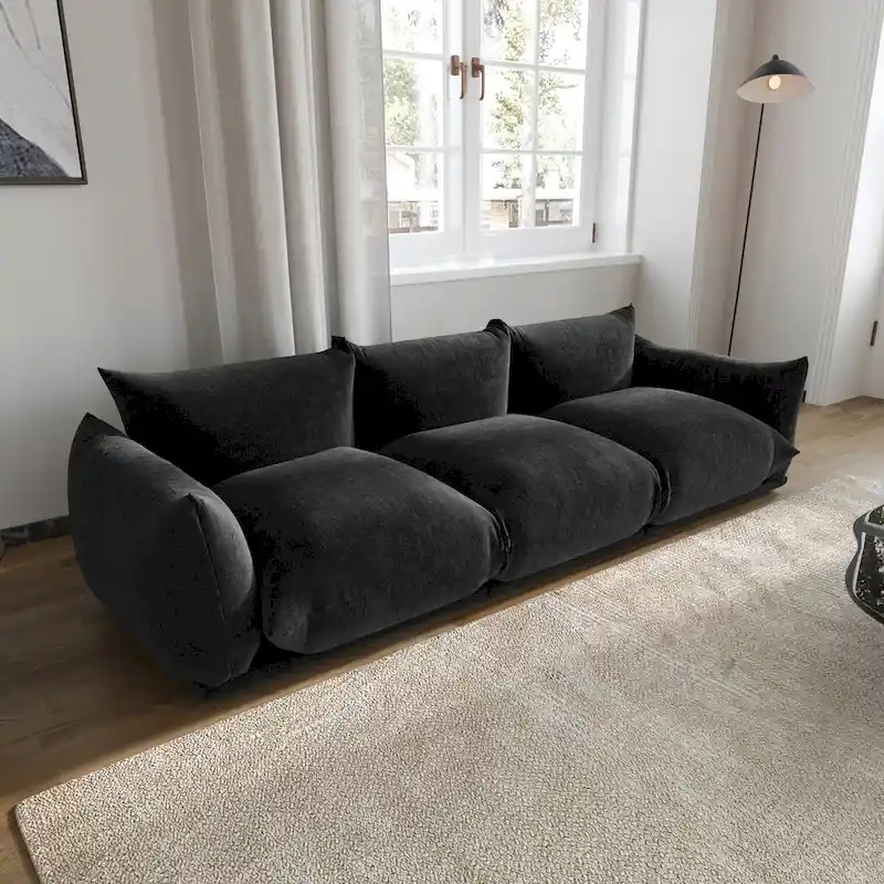 Modern Comfy 3 Seater Couch, Chenille Sectional Sofa 3 Seats Modular Couches with Thick Cushion