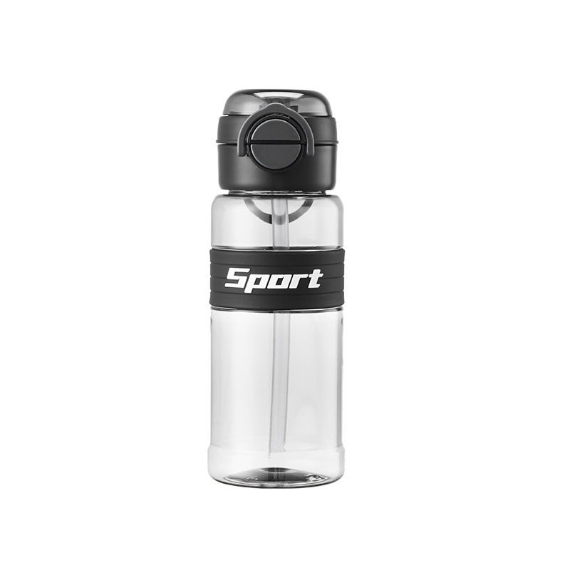 720ML Black Sports Water Bottle with Straw, Safety Lock and Grip Band