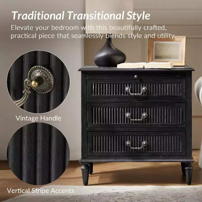Herlinda 3-Drawer end table with Built-In Outlet Set of 2|ARTFUL LIVING DESIGNS