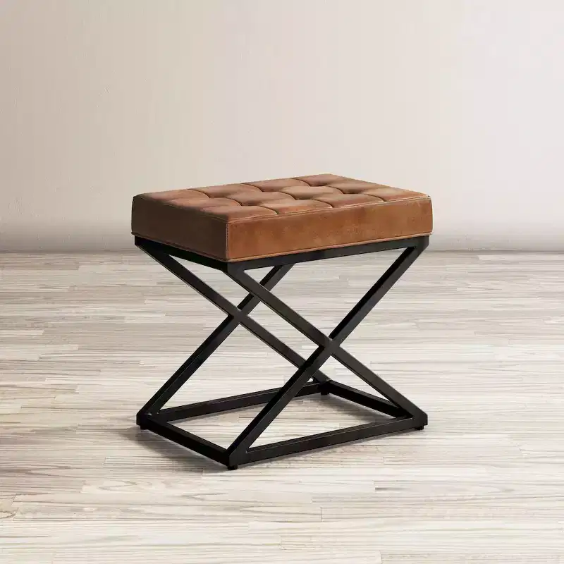 Jofran, Global Archive Distressed Genuine Leather Ottoman - Saddle