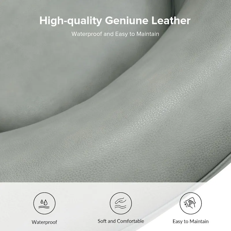 Althea Modern Genuine Leather Swivel Barrel Chair with Solid Wood Base Set of 2 By HULALA HOME