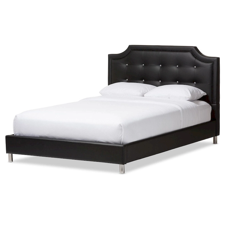 Baxton Studio Carlotta Modern Black Faux Leather Platform Bed with Upholstered Headboard