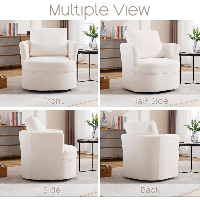 HOMYKA Swivel Accent Barrel Chair Round Arm Chair with Pillow Set 2