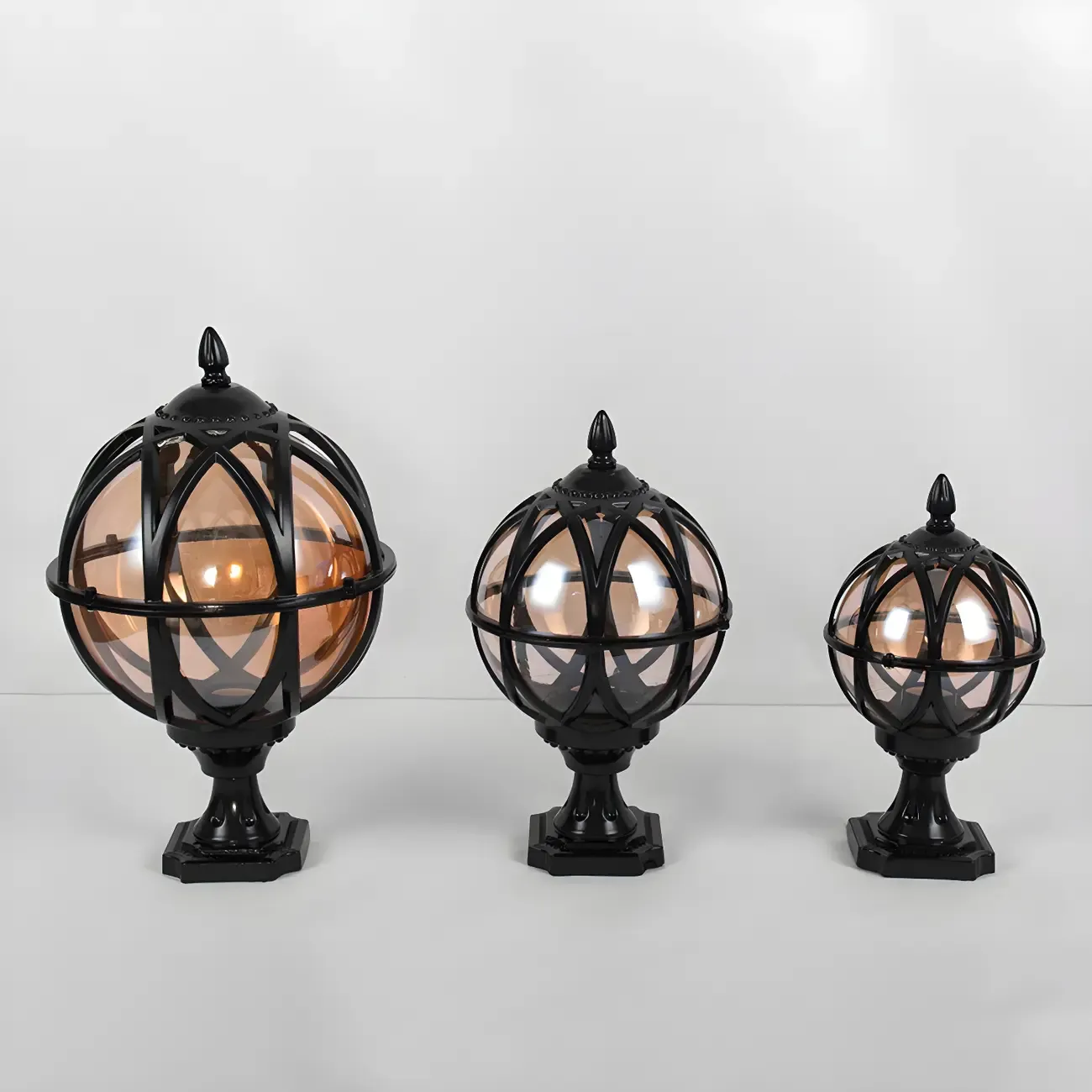 Retro Metal Glass Globe Post Cap Light