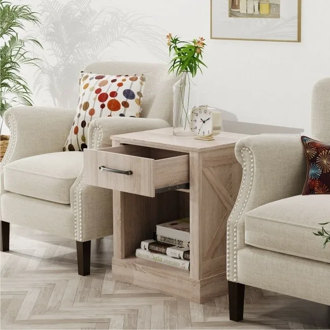 Compact Nightstand with Drawer and Shelf