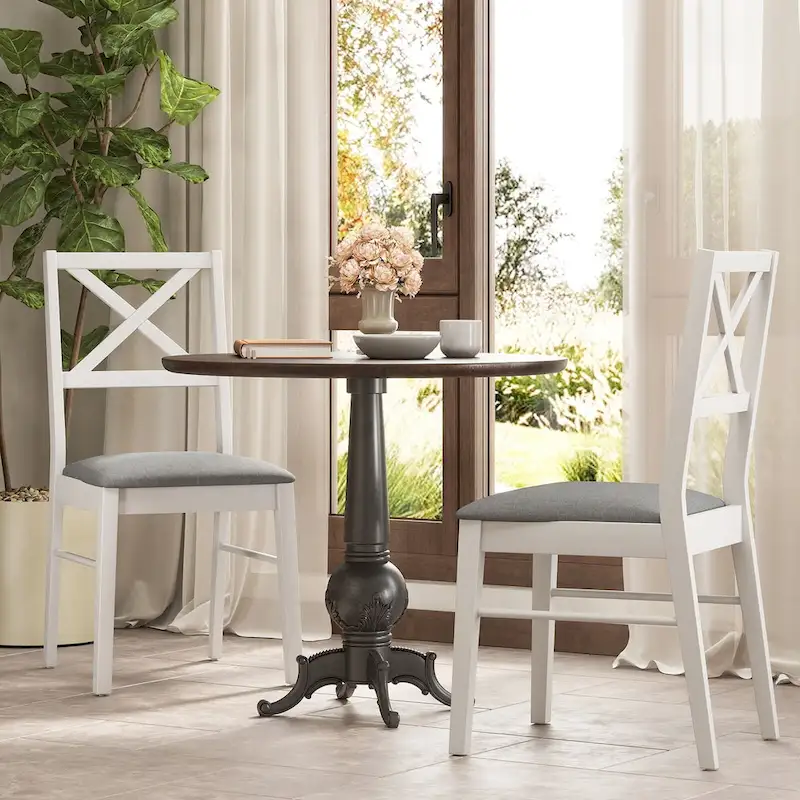 Gymax Dining Chairs Set of 4 Upholstered Kitchen Side Chairs w/ Rubber