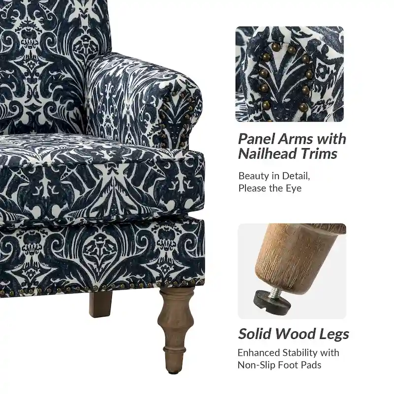 Yahweh Farmhouse Nailhead Armchair with Rolled Arms by HULALA HOME
