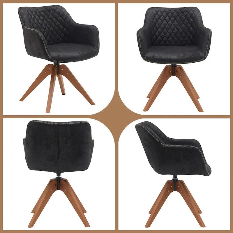 Suede Swivel Armchair Office Accent Arm Chair