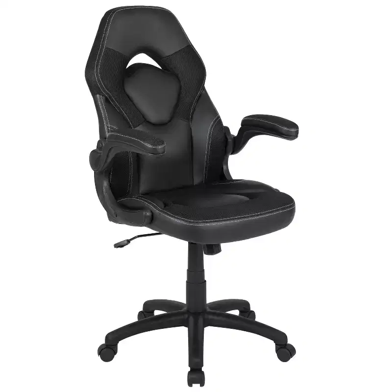 Flash Furniture Gaming Desk and Racing Chair Set with Cup Holder, Headphone Hook & 2 Wire Management Holes