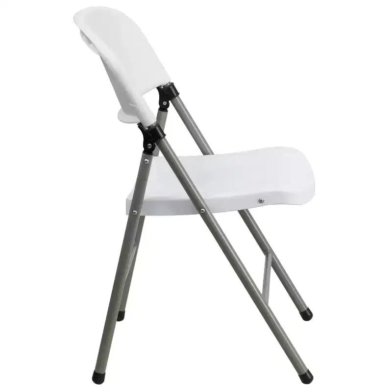 Emma and Oliver 2 Pack Commercial White Plastic Event Party Rental Folding Chair