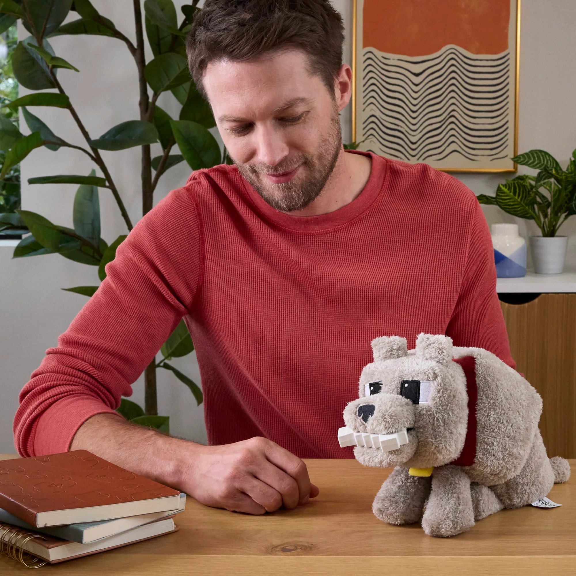 Minecraft Food Mode Dennis Plush Interactive Toy With Sounds & Bone Accessory, Inspired By The Movie