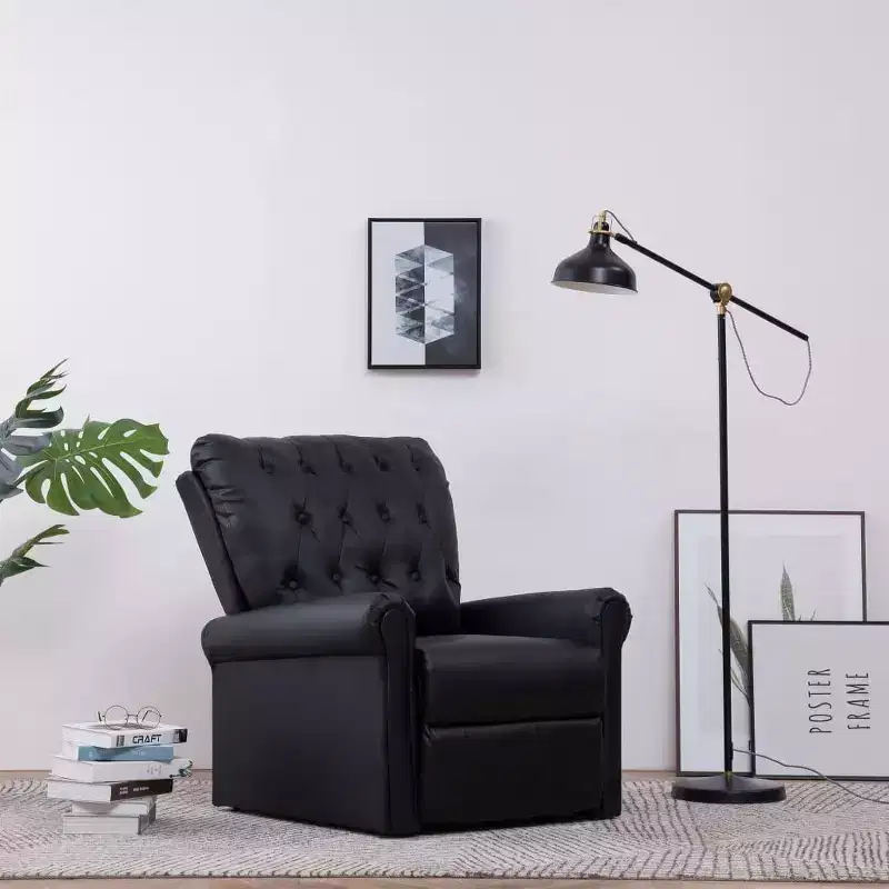 vidaXL Reclining Chair Black Faux Leather