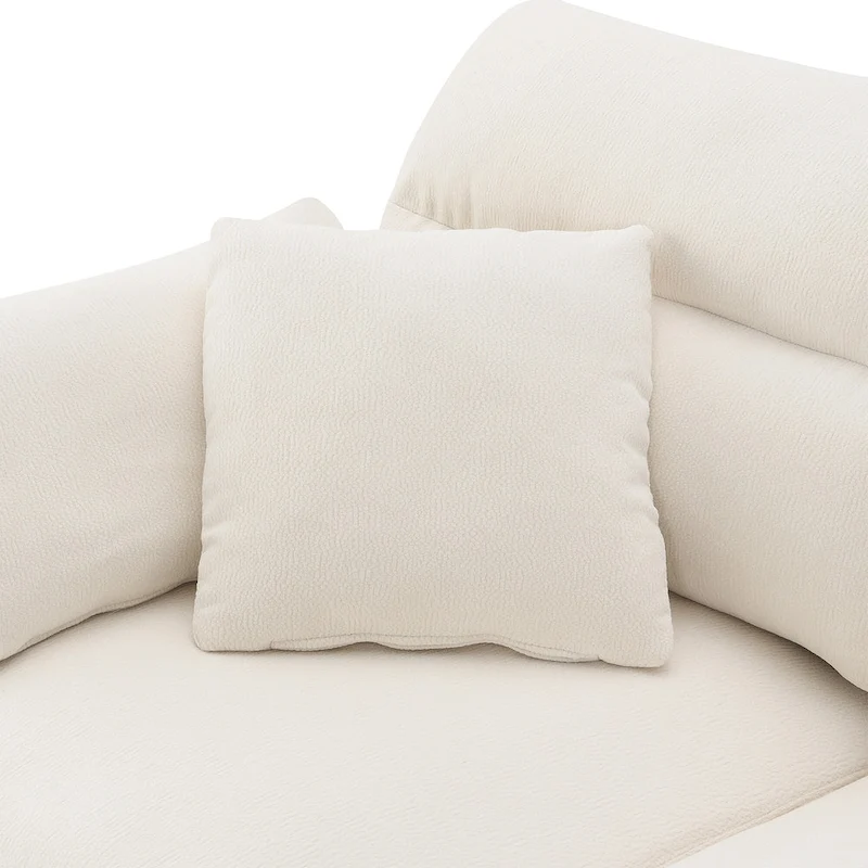 110  Modern L-Shaped Convertible 5-Seat Sectional Sofa with Removable Ottoman and 5 Cushions, Plush Chenille Fabric