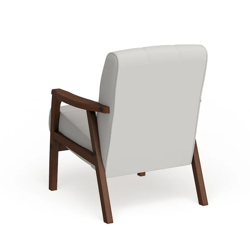 Mid-Century Modern Style White Faux Leather Chair