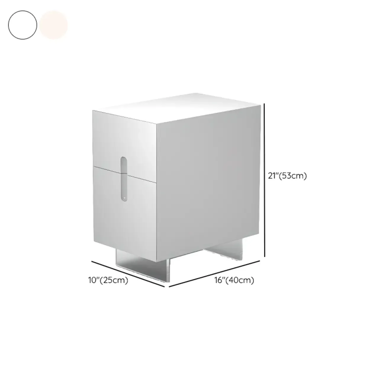 Modern White Wood Clear Base 2-Drawer Nightstand
