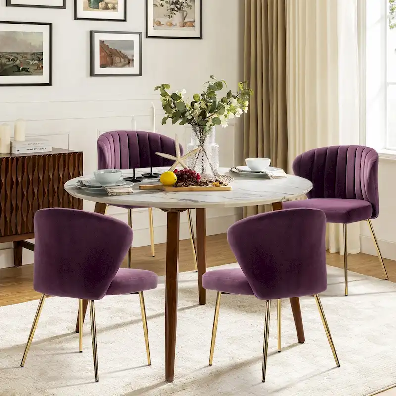 Barbara Side Chair with Metal Base Set of 4 by HULALA HOME