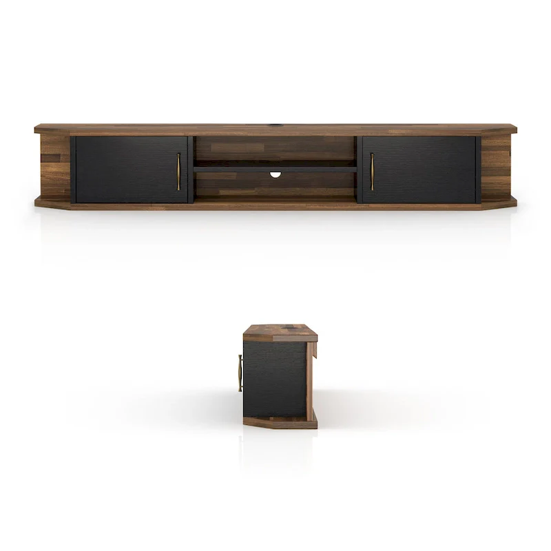 Mid-Century Modern 71-inch 4-Shelf Floating TV Console