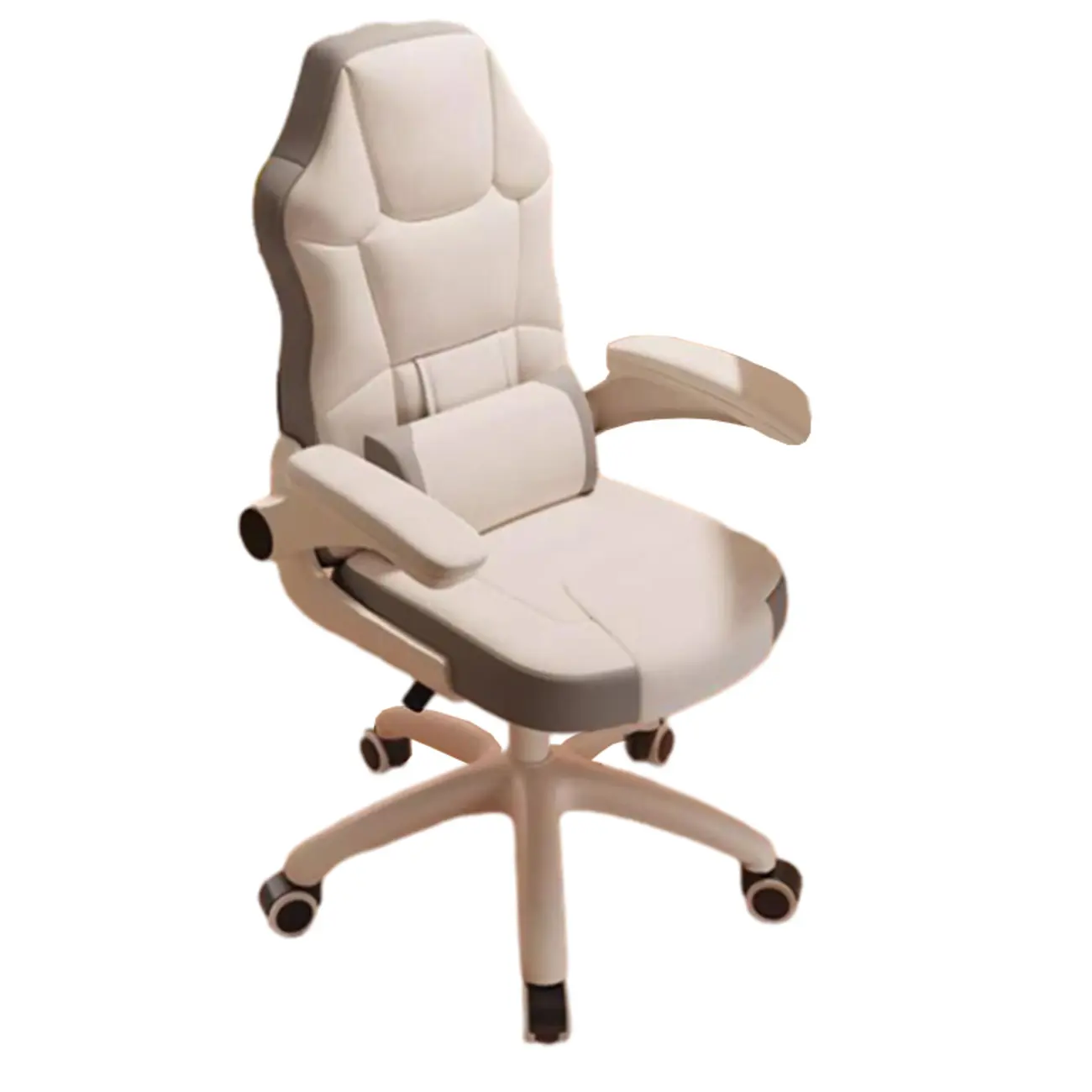 Modern Grey White Leather Adjustable Swivel Office Chair