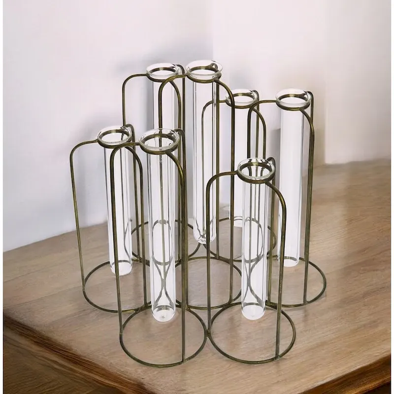 HomeRoots 10  Clear Bud Metal Table Vase