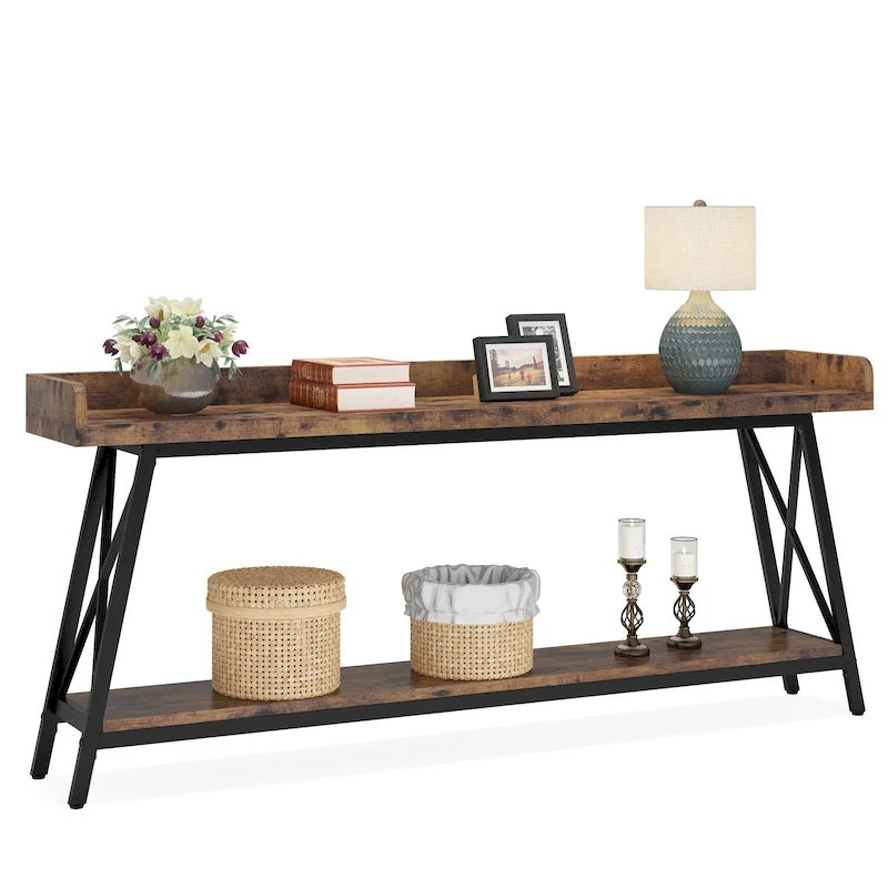 70.9 inch Long and Narrow Console Table Behind Sofa Couch, Rustic Brown Entry Table