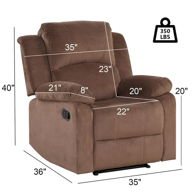 Breathable Skin Friendly Fabric Soft Padded Manual Recliner Chair