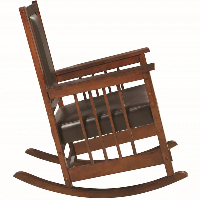 Mission Style Rocking Chair with Leatherette Seat